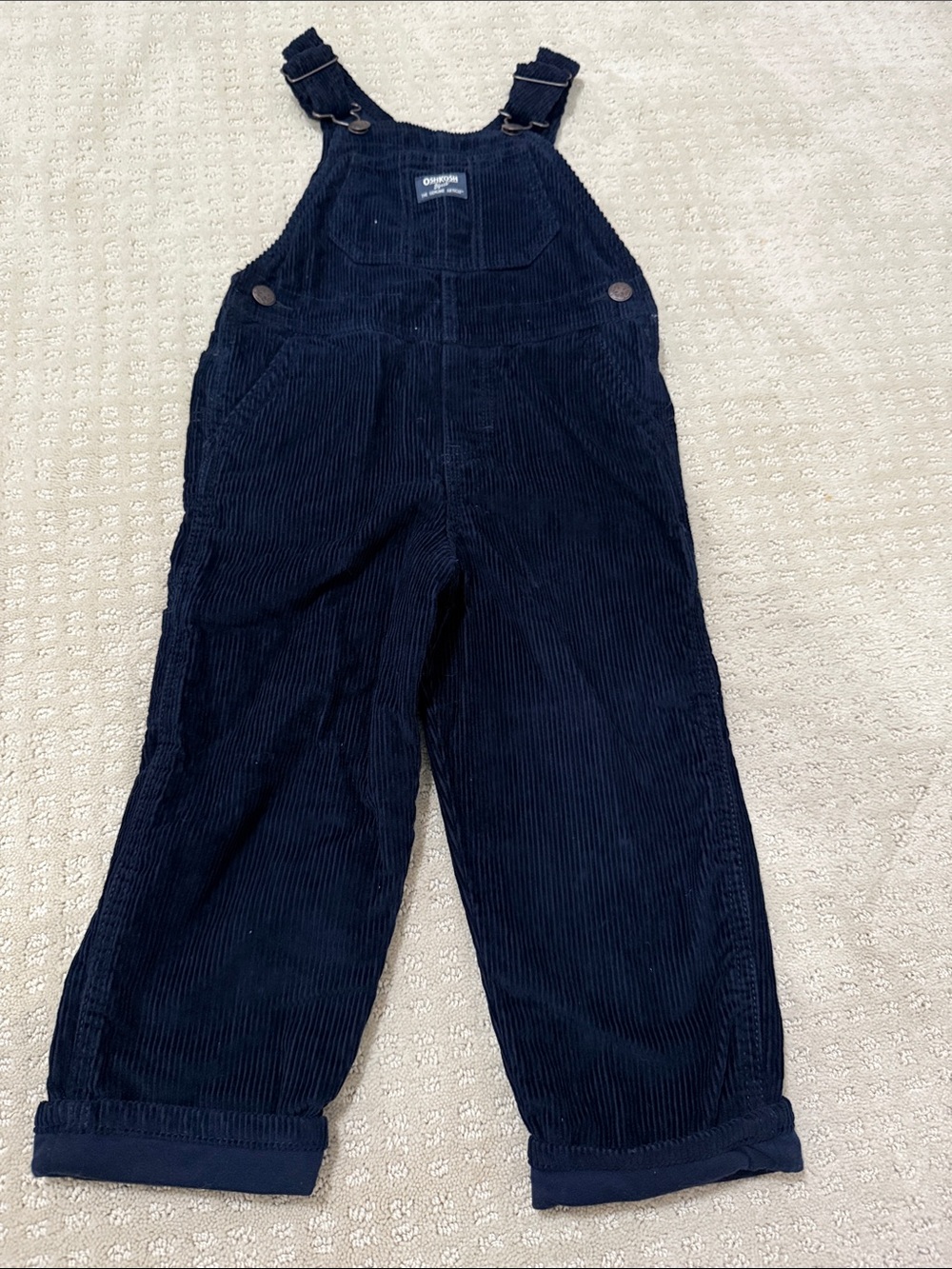 OshKosh B'gosh Navy Corduroy Flannel-Lined Overalls